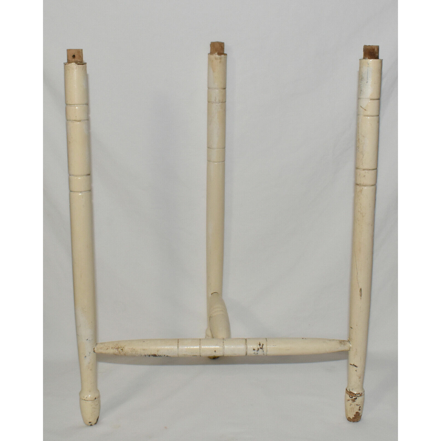 Vintage Solid Wood Table Legs 22" Tall 5pcs 3-Leg Table Base White Painted Wood