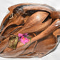 Vintage Carved Wood Acorn Bowl Set Monkey Pod Hawaiian 7pc Bowls Spoon Spork