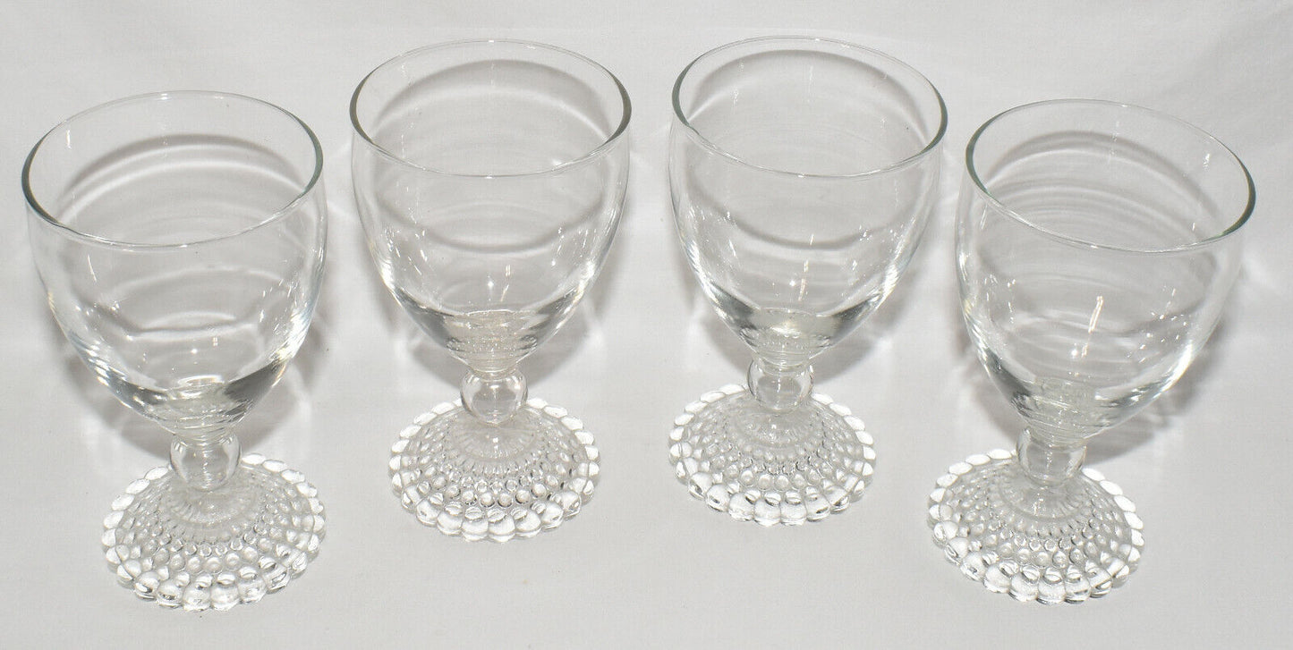 Vintage Anchor Hocking Water Juice Goblets 4pcSet Clear Bubble Feet Drinking Glasses
