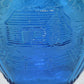 Vintage Cobalt Blue Liquor Decanter Embossed Ribbed Blue Glass Bottle A. Lincoln