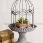 Birdcage Gazebo Cloche Pedestal Base Candle Holder Plant Stand Rustic Gray New