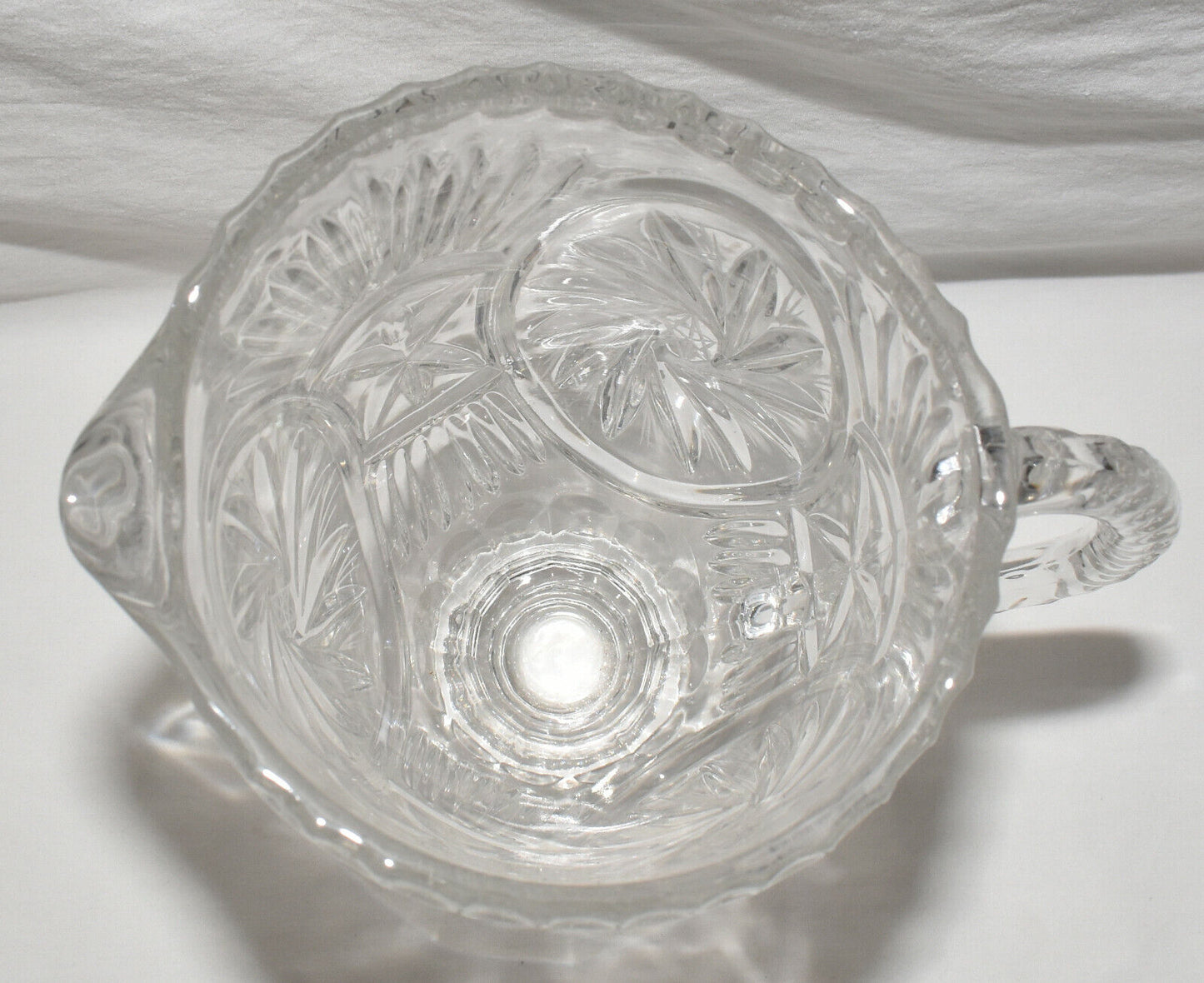 Vintage American Brilliant Cut Crystal Water Juice Pitcher Clear Deep Cut Glass