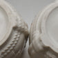 Pair Vintage Asian Calligraphy Ashtrays Vases Crimped Glazed Porcelain Bowls