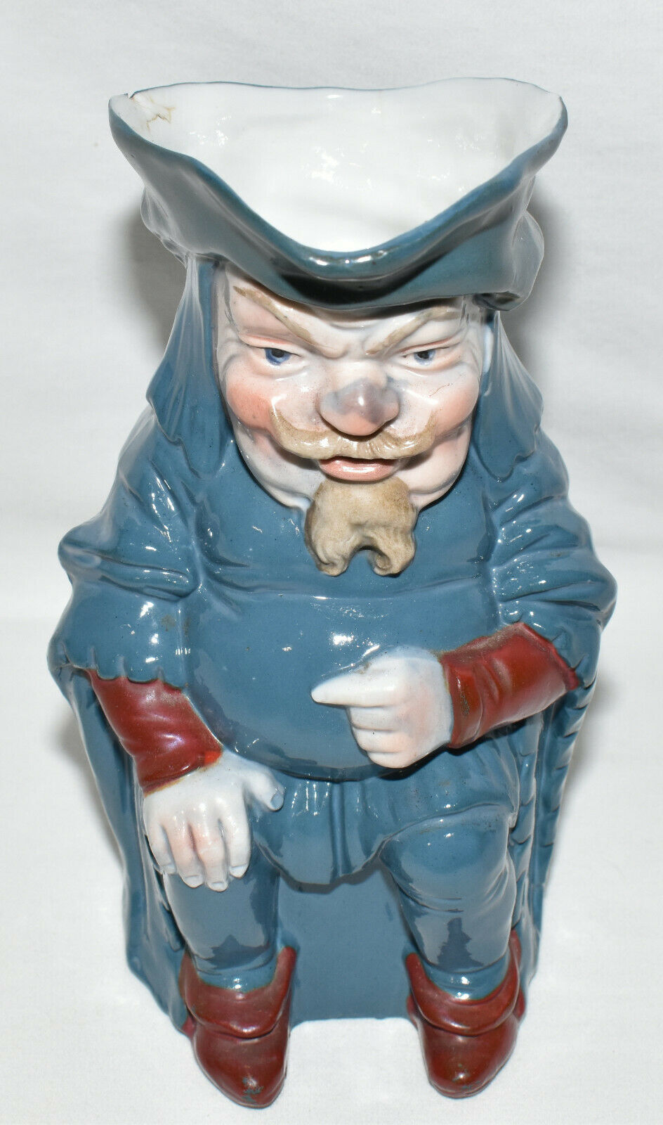 Vintage Toby Pitcher Blue Porcelain Sitting Toby Mug Pitcher Jug Character Jug