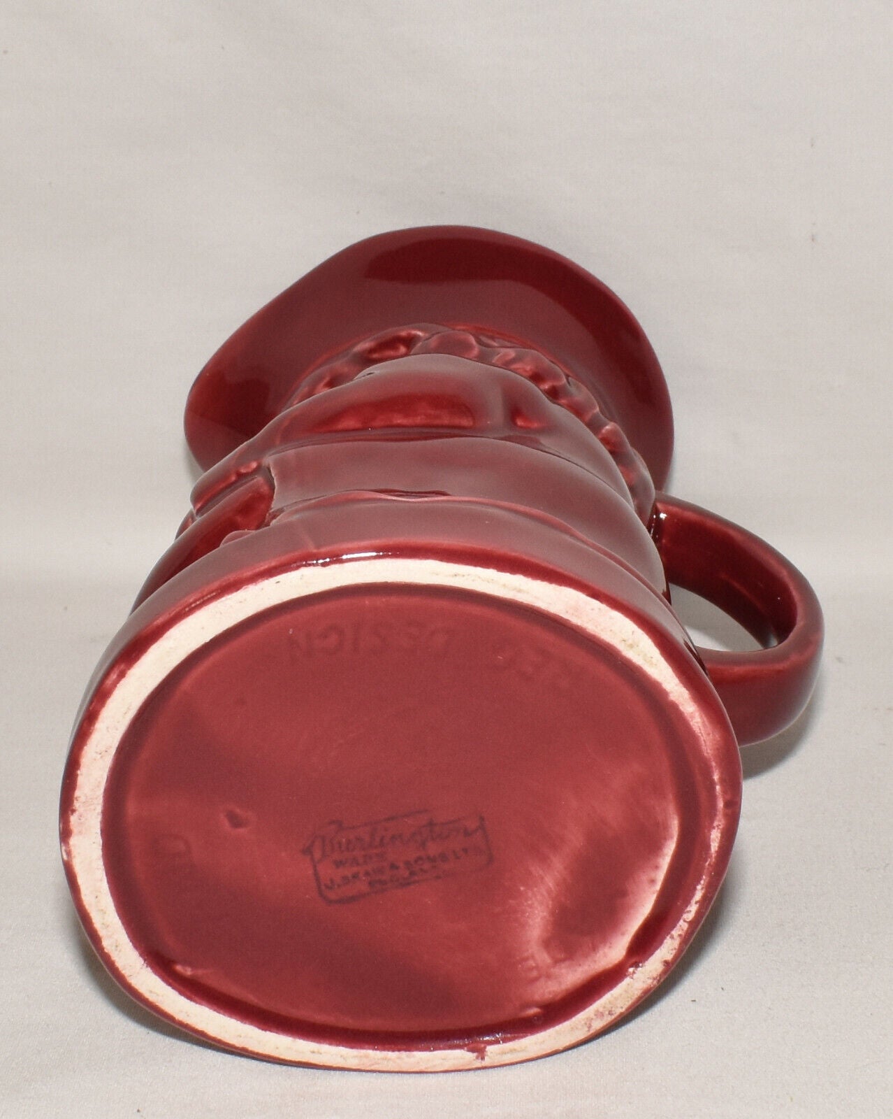 Vintage Burlington Ware Toby Pitcher Red Porcelain Sitting Toby Jug Made England