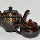 Vintage Japanese Redware Teapots 2 Brown Handpainted Moriage Teapots Japan Lot A