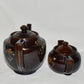 Vintage Japanese Redware Teapots 2 Brown Handpainted Moriage Teapots Japan Lot A