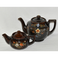 Vintage Japanese Redware Teapots 2 Brown Handpainted Moriage Teapots Japan Lot A