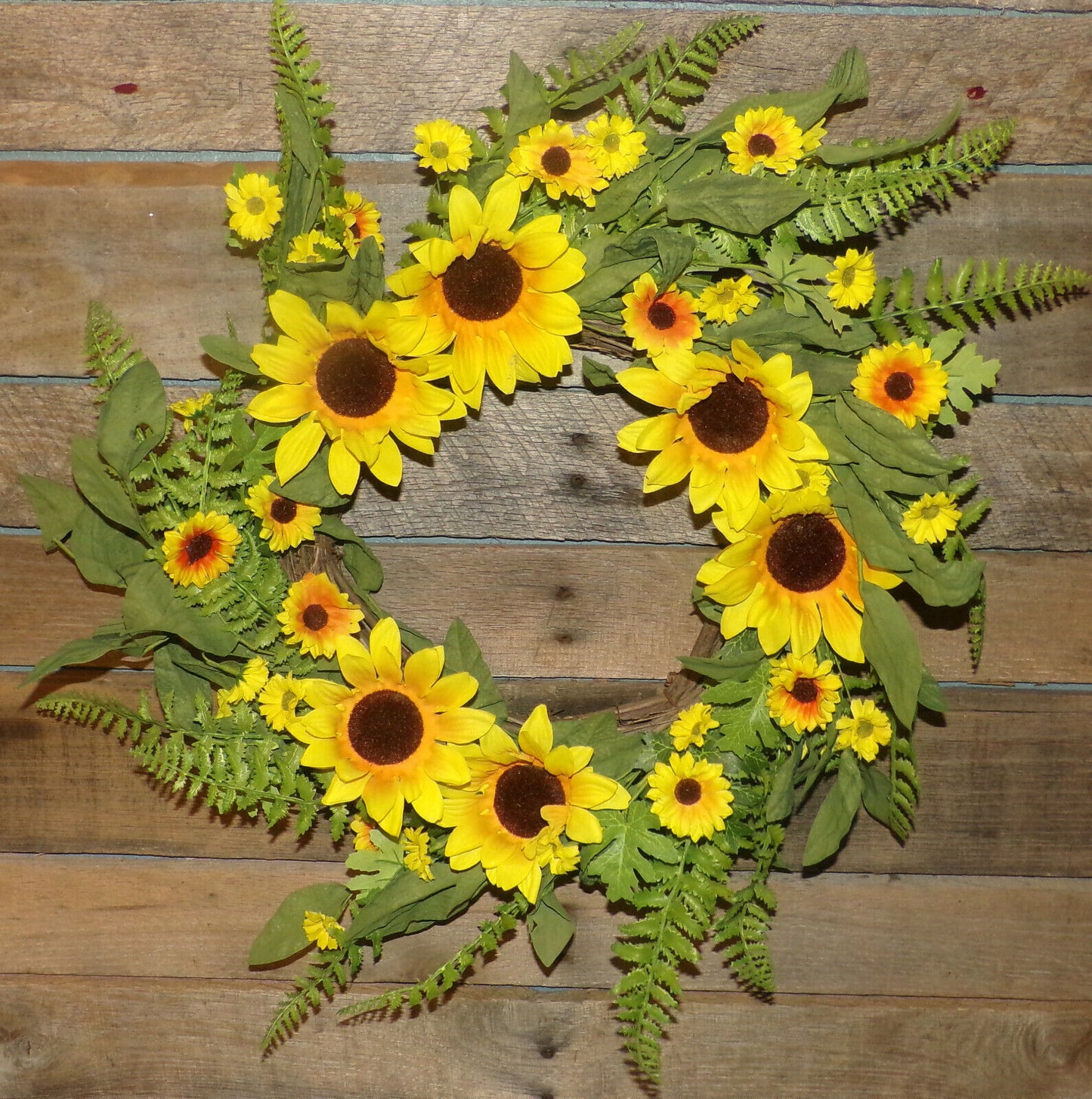 Large 22" Sunflower Wreath Front Door Wall Floral Decor Artificial Floral Wreath