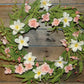 Large 22" Wreath Coral White Flowers Berry Front Door Wall Floral Home Decor New