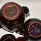 Vintage Japanese Teapots 2 Brown Redware Handpainted Moriage Teapots Japan Lot E