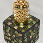 Vintage Stained Glass Scentier Fragrance Oil Lamp Green Gold Square Mosaic Bottle