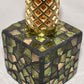 Vintage Stained Glass Scentier Fragrance Oil Lamp Green Gold Square Mosaic Bottle