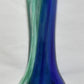 Vintage Hand Blown Art Glass Vase 10" Cobalt Blue & Green Flower Vase Swirl Pattern