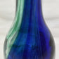 Vintage Hand Blown Art Glass Vase 10" Cobalt Blue & Green Flower Vase Swirl Pattern
