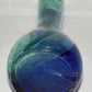 Vintage Hand Blown Art Glass Vase 10" Cobalt Blue & Green Flower Vase Swirl Pattern