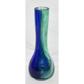 Vintage Hand Blown Art Glass Vase 10" Cobalt Blue & Green Flower Vase Swirl Pattern