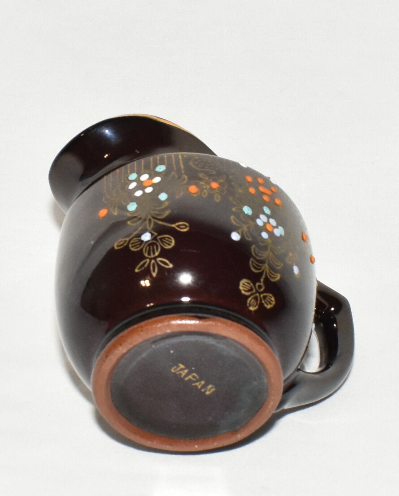 Vintage Japanese Creamer Milk Pitcher Handpainted Redware Creamer Marked Japan