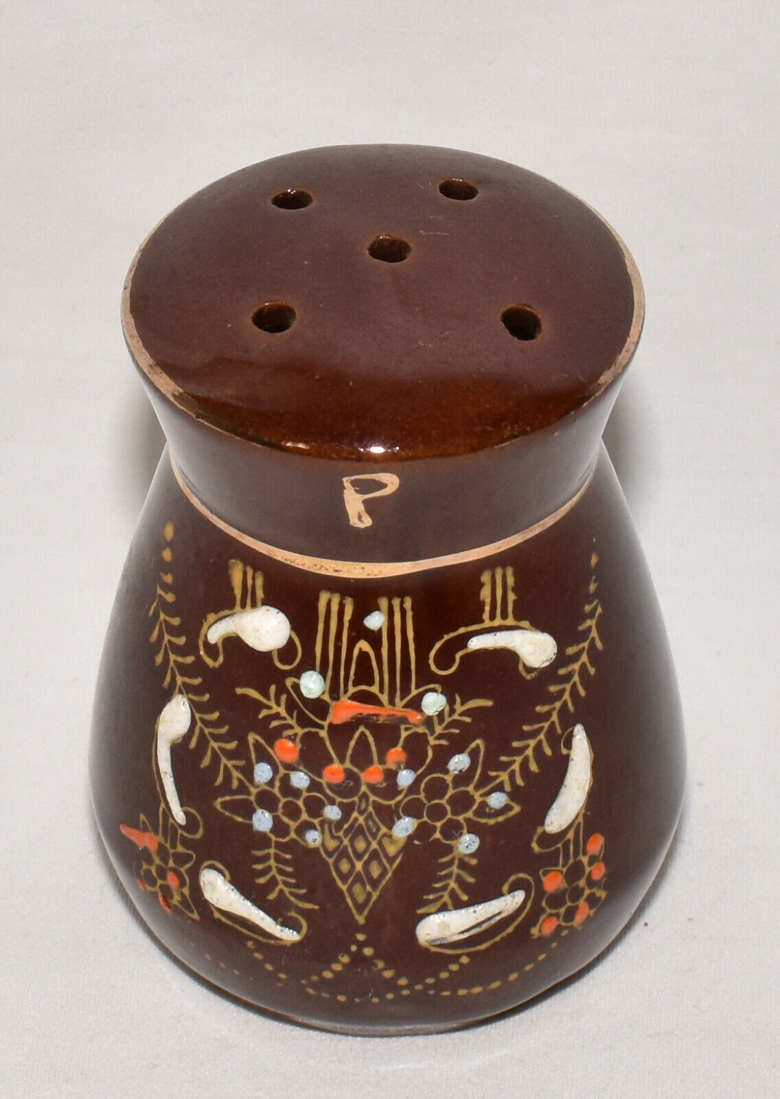 Vintage Japanese Handpainted Redware Pepper Shaker Kitchen Tableware Japan