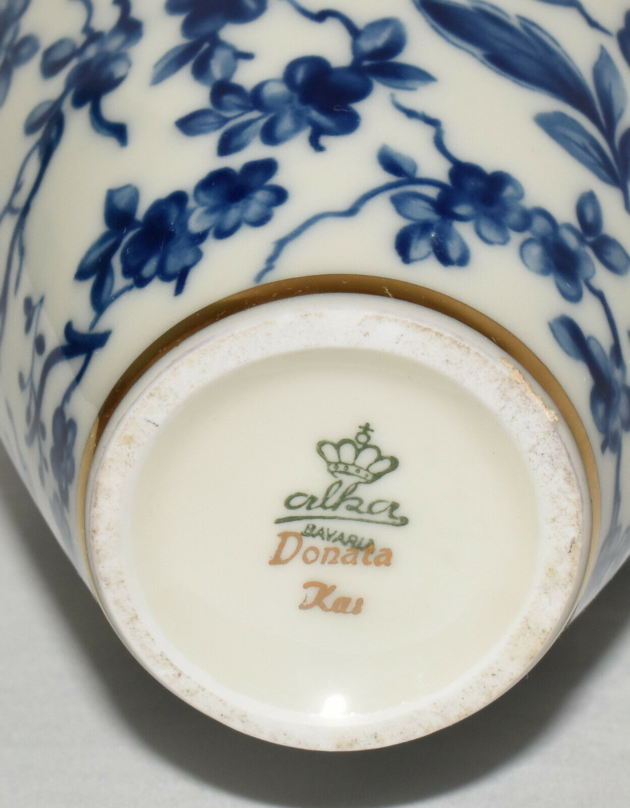 Vintage Alka Bavaria Blue White Floral Ewer Pitcher Vase 1938-58' Porcelain Mark