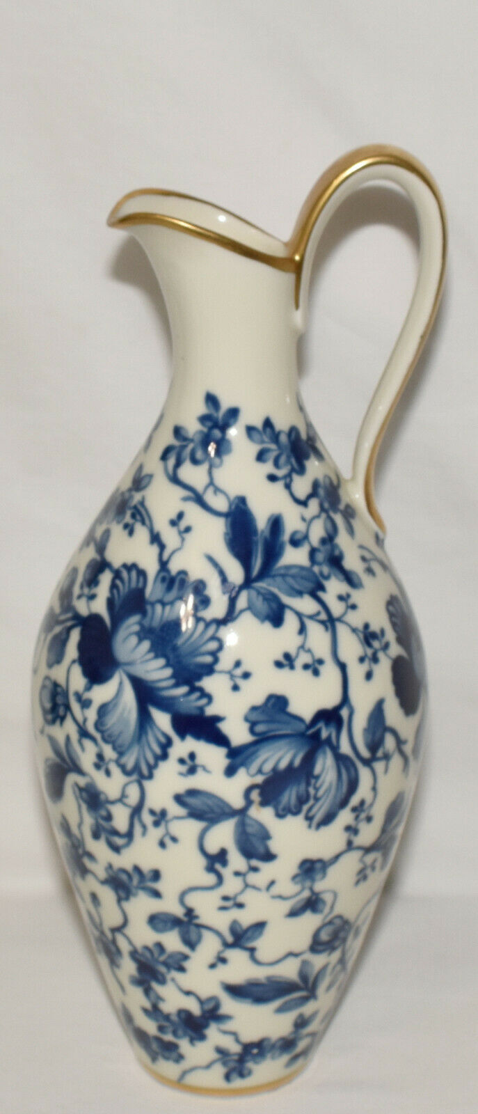 Vintage Alka Bavaria Blue White Floral Ewer Pitcher Vase 1938-58' Porcelain Mark