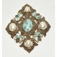 Vintage Sarah Coventry Brooch Pin or Pendant Faux Pearls Turquoise Stones Signed