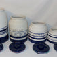 Blue Stripe 4pc Canister Set Cobalt Blue Porcelain Jars Flour Sugar Coffee Tea