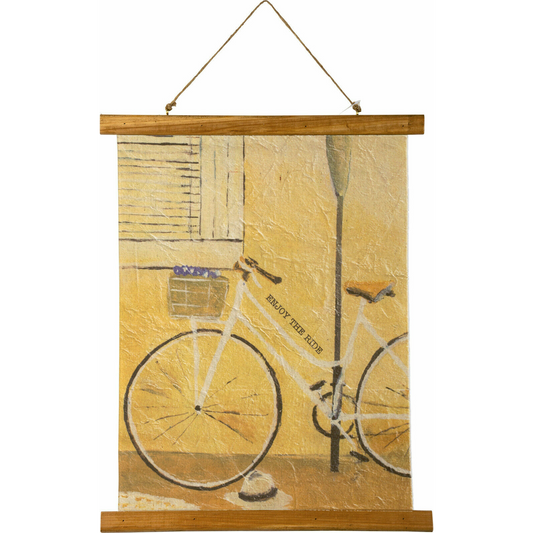 Inspirational Wall Art Bicycle Wall Scroll Enjoy The Ride Wall Decor Canvas Wood