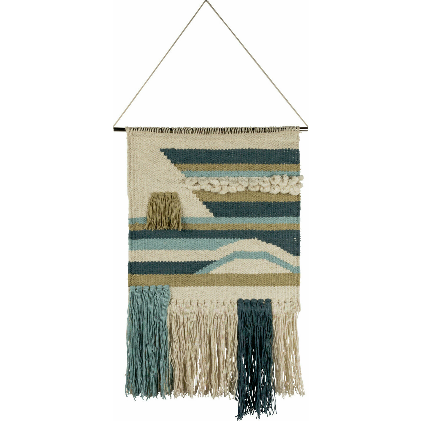 Bohemian Macrame Hand Woven Wall Hanging Teal Beige Taupe Textile Wall Decor New