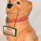 Vintage Yellow Lab Dog Porcelain Cookie Jar Kitchen Canister Dog w Hanging Sign