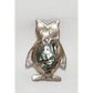 Vintage Taxco Mexico Owl Brooch Pin Sterling Slvr w Blue Mother of Pearl Signed