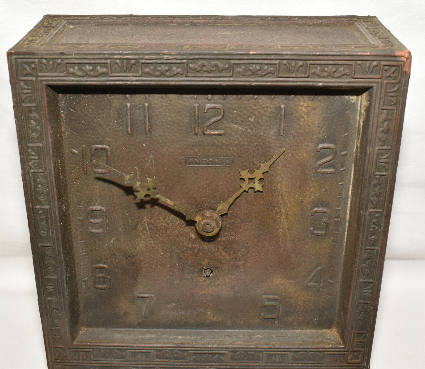 Antique Clock Victorian Era Ansonia Brass Bronze Heavy Weight Clock 1880s-1920s