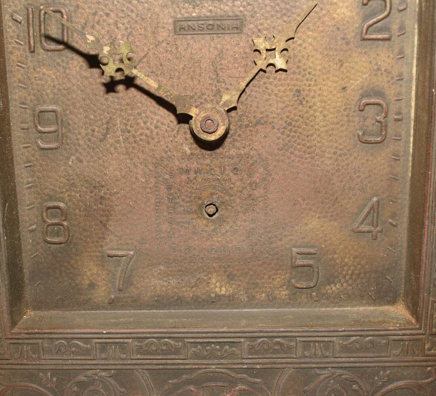 Antique Clock Victorian Era Ansonia Brass Bronze Heavy Weight Clock 1880s-1920s