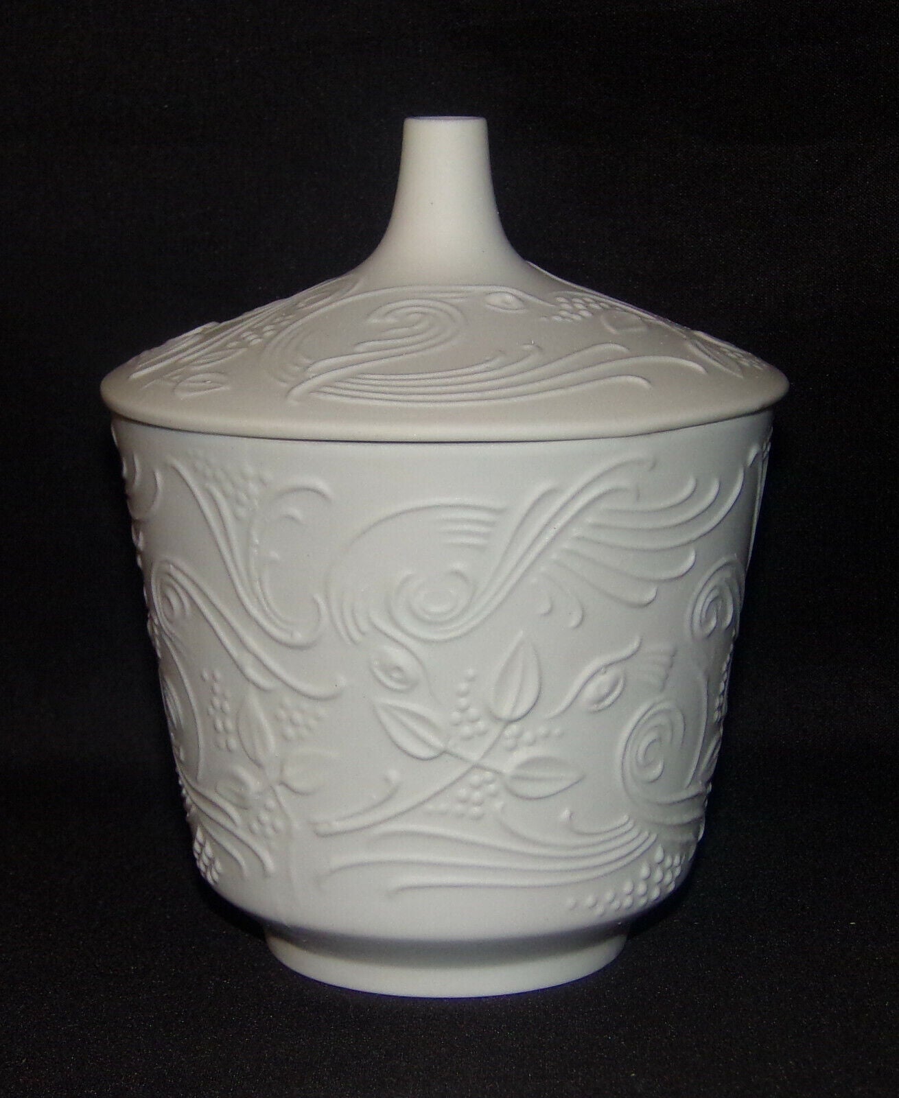 Vintage White Op Art Lidded Candy Dish Bowl Mid Century 1950's Bavaria Germany