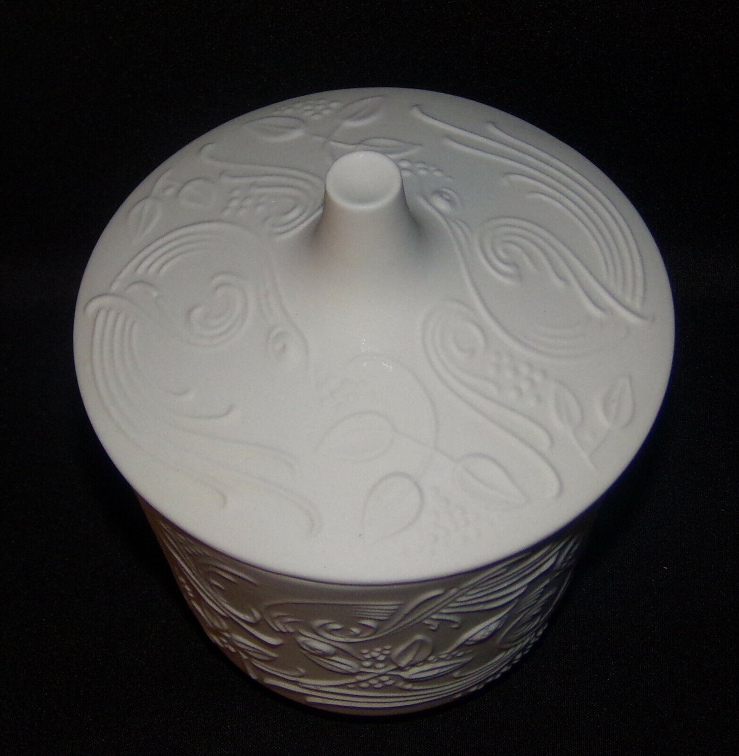 Vintage White Op Art Lidded Candy Dish Bowl Mid Century 1950's Bavaria Germany