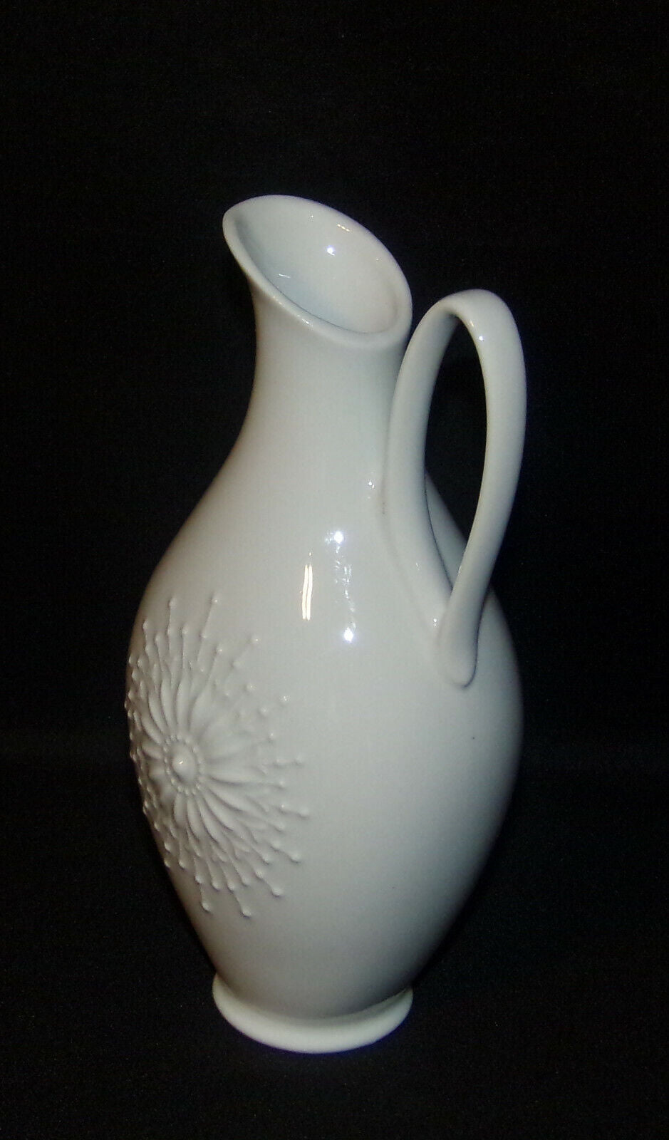 Vintage White Relief Pitcher Mid Century Modern Seltmann Weiden W. Germany Mint