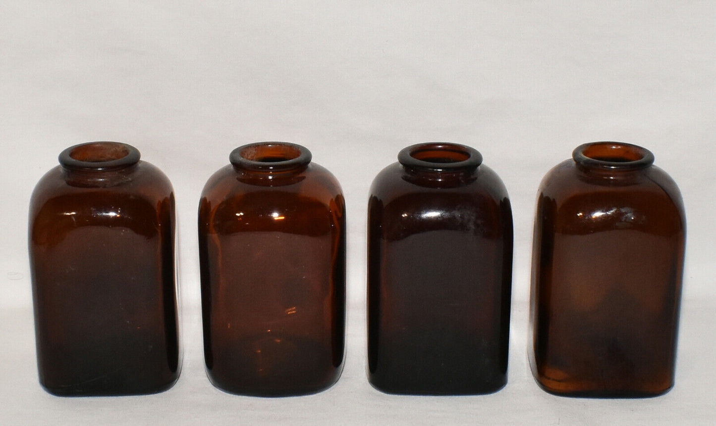 Brown Antique Snuff Bottles Levi Garrett & Sons Square Amber Glass Bottles 4PCS