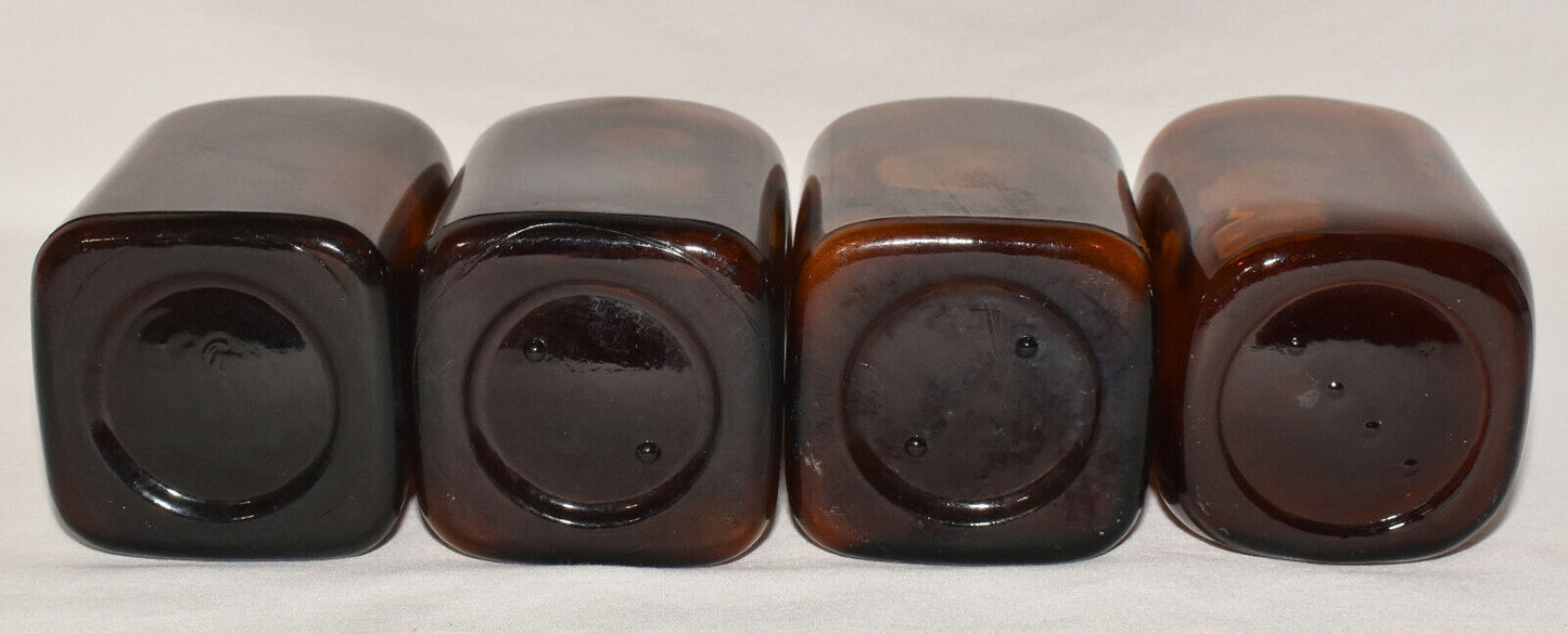 Brown Antique Snuff Bottles Levi Garrett & Sons Square Amber Glass Bottles 4PCS