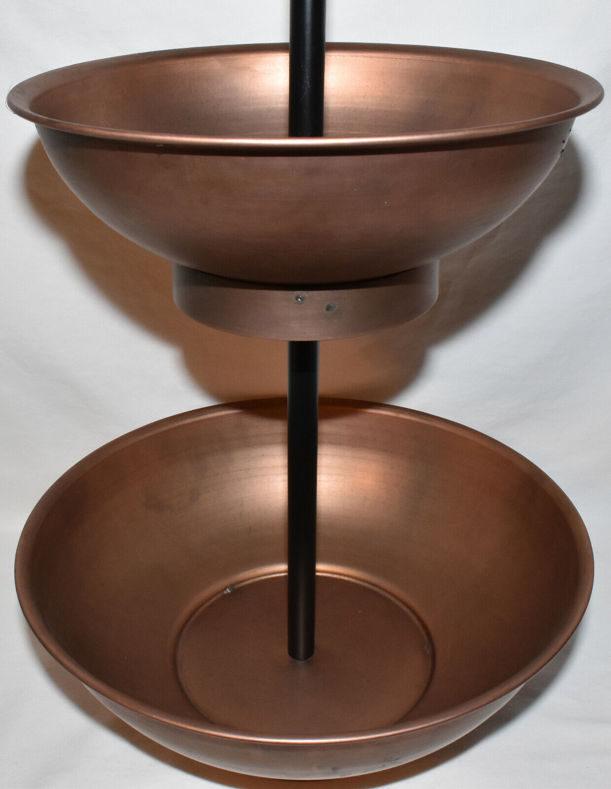 Two Tier Copper Tray Bowl 21" Table Stand Centerpiece Vintage Inspired Decor New