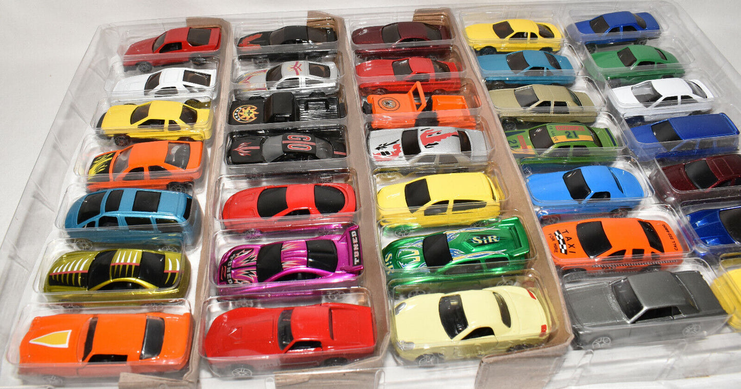 35pc Lot Free Wheeling Toy Cars 2" to 3" Die Cast Model Cars Multi-Colors New Old Stock