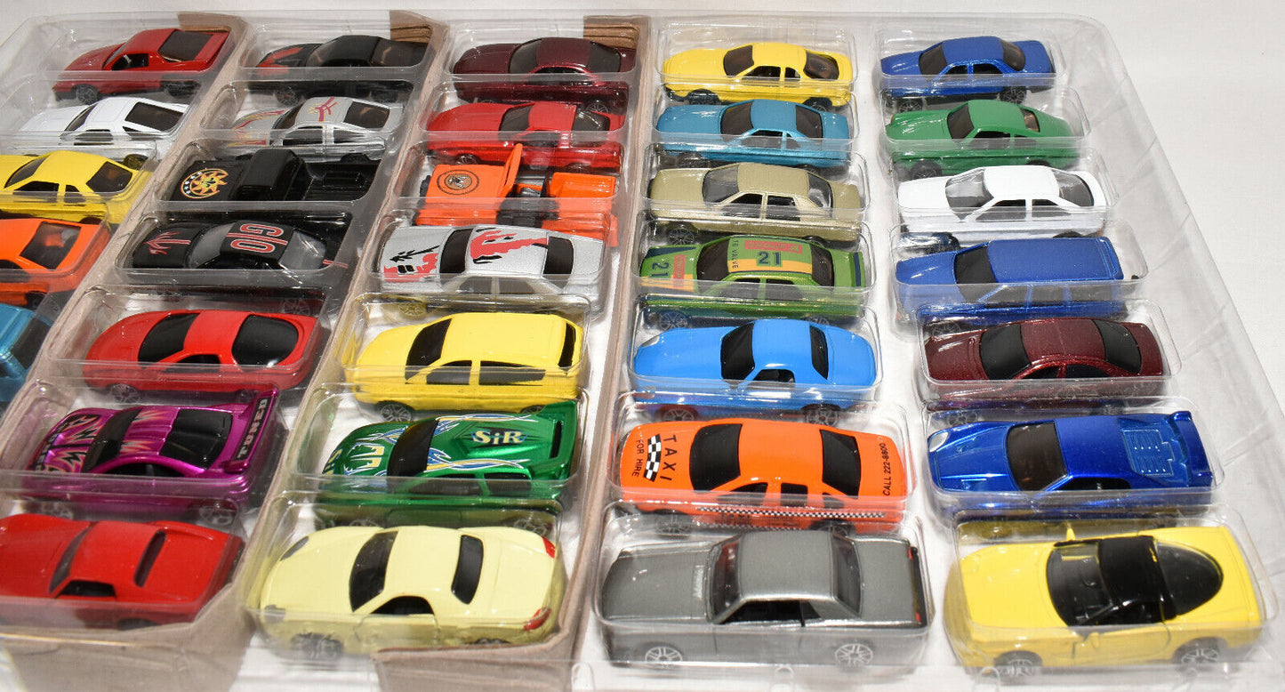 35pc Lot Free Wheeling Toy Cars 2" to 3" Die Cast Model Cars Multi-Colors New Old Stock