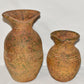 Pair Antique Terracotta Pottery Jugs Splatterware Vases Jugs w Twisted Handles