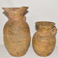 Pair Antique Terracotta Pottery Jugs Splatterware Vases Jugs w Twisted Handles