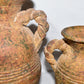 Pair Antique Terracotta Pottery Jugs Splatterware Vases Jugs w Twisted Handles