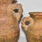 Pair Antique Terracotta Pottery Jugs Splatterware Vases Jugs w Twisted Handles