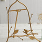 Vintage Inspired Bird & Leaf Plate Holder Stand Display Easel Antiqued Gold New