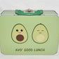Vintage Metal Avocado Lunchbox "avo' Good Lunch" Green Metal Graphic Lunch Box