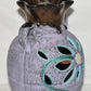 Vintage Mexican Pottery Vase Flower Cutout 8.75" Purple Copper Glazed Flwr Vase