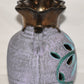 Vintage Mexican Pottery Vase Flower Cutout 8.75" Purple Copper Glazed Flwr Vase