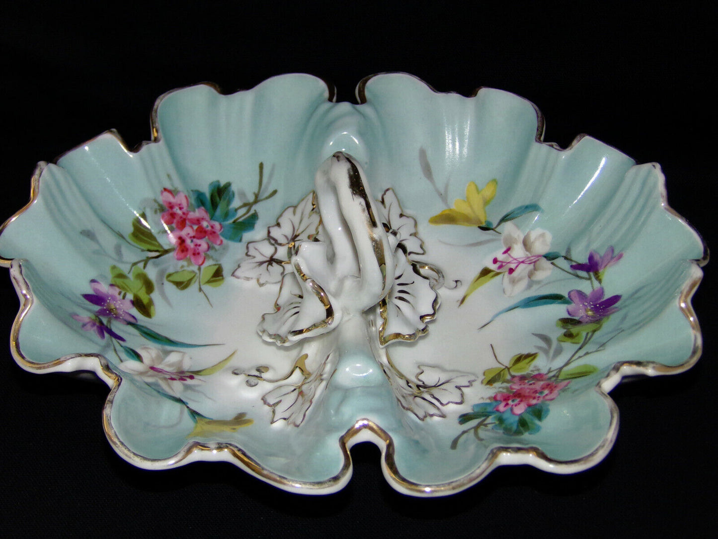 Antique Carl Tielsch Porcelain Divided Dish Candy Nuts Relish Tray c.1870-1900